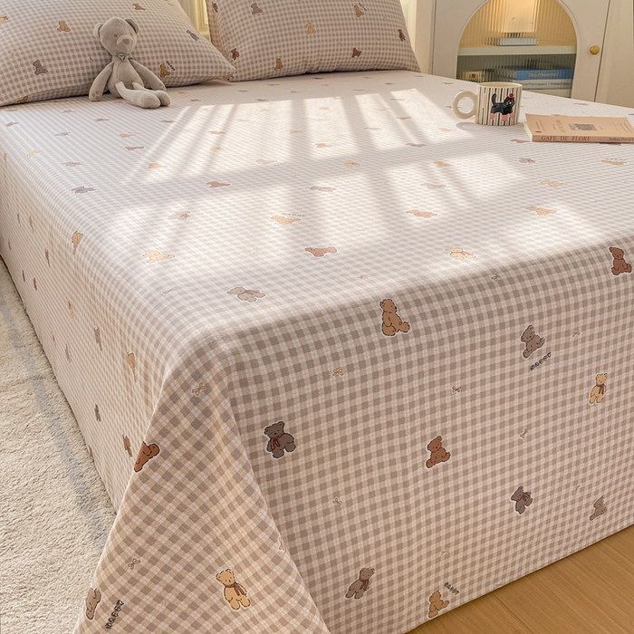 91家纺网 家纺一手货源 找家纺 漫仙阁家纺 2026新款老粗布床单系列 开心熊