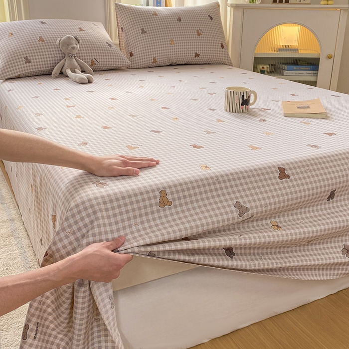 91家纺网 家纺一手货源 找家纺 漫仙阁家纺 2026新款老粗布床单系列 开心熊