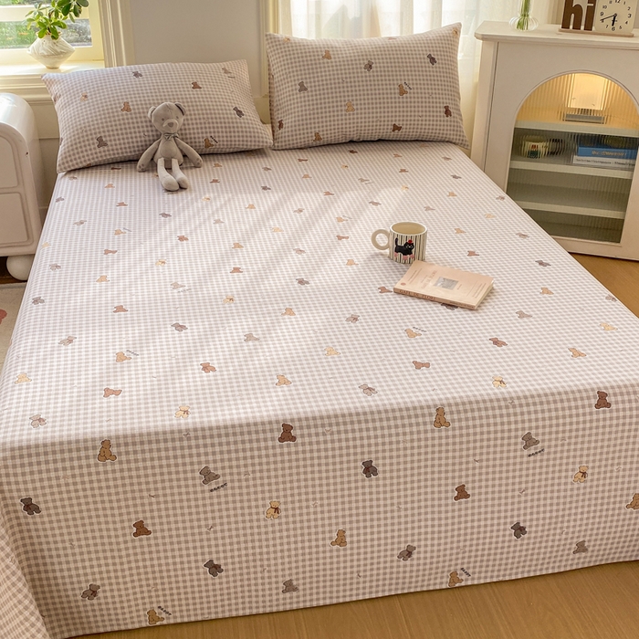 91家纺网 家纺一手货源 找家纺 漫仙阁家纺 2026新款老粗布床单系列 开心熊