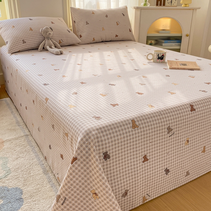 91家纺网 家纺一手货源 找家纺 漫仙阁家纺 2026新款老粗布床单系列 开心熊