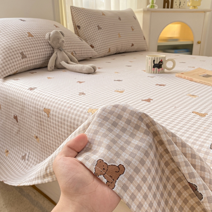 91家纺网 家纺一手货源 找家纺 漫仙阁家纺 2026新款老粗布床单系列 开心熊