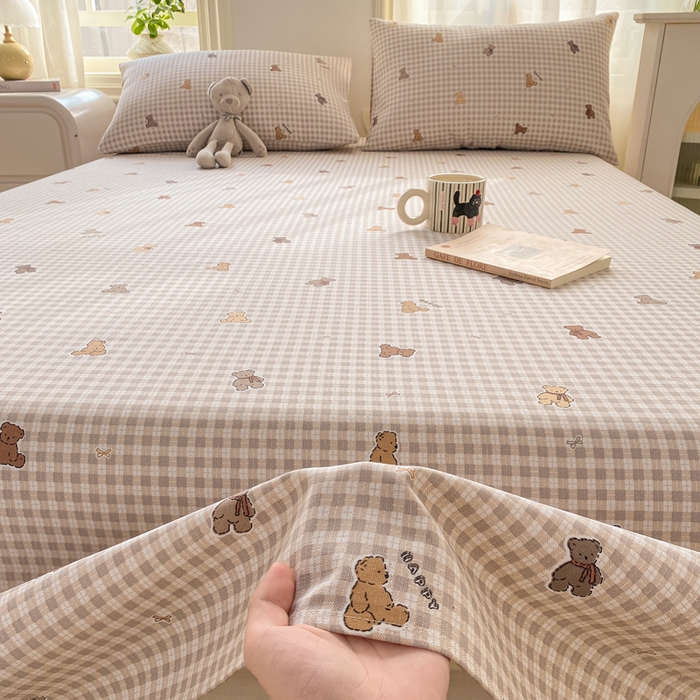 91家纺网 家纺一手货源 找家纺 漫仙阁家纺 2026新款老粗布床单系列 开心熊