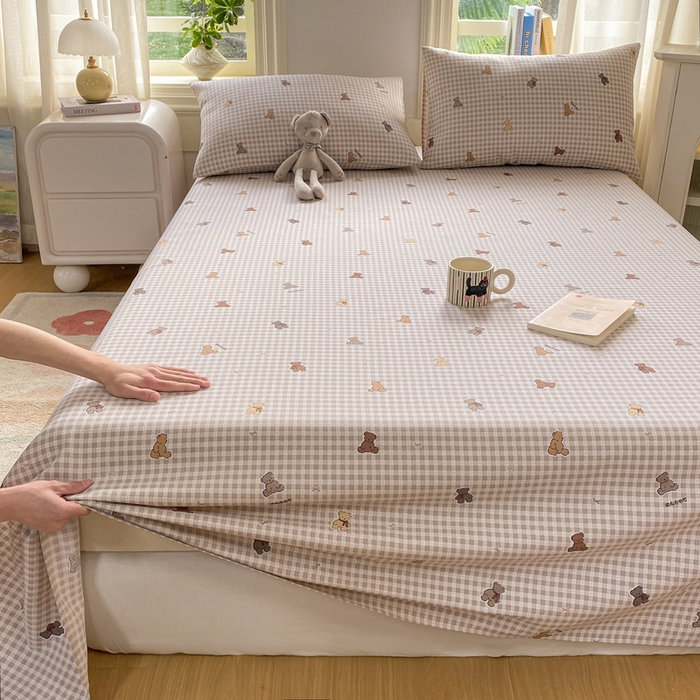 91家纺网 家纺一手货源 找家纺 漫仙阁家纺 2026新款老粗布床单系列 开心熊