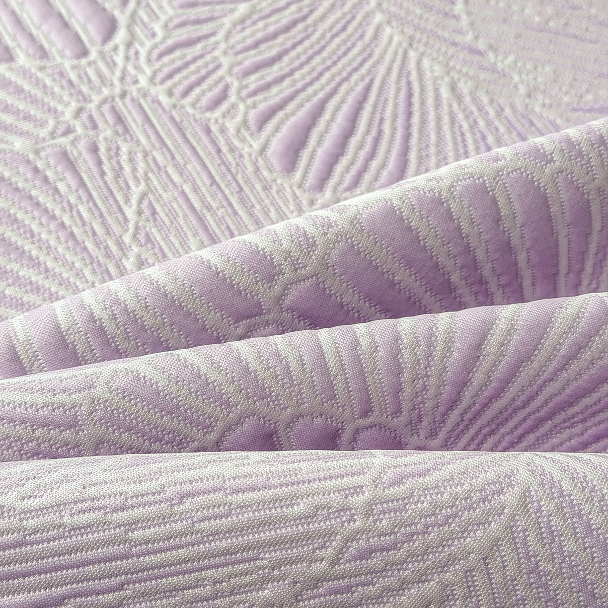 91家纺网 家纺一手货源 找家纺 绒艺席业 2026年新款立体浮雕工艺正宗凉感豆豆席凉席席子-床裙款 豆豆银杏叶-紫色