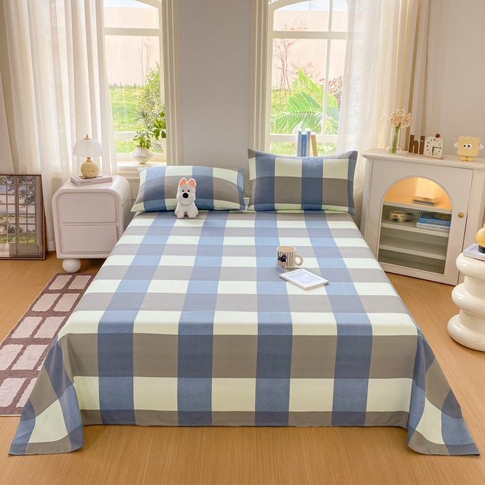 91家纺网 家纺一手货源 找家纺 漫仙阁家纺 2026新款老粗布床单系列 蓝格