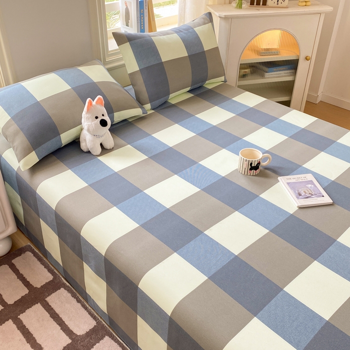 91家纺网 家纺一手货源 找家纺 漫仙阁家纺 2026新款老粗布床单系列 蓝格