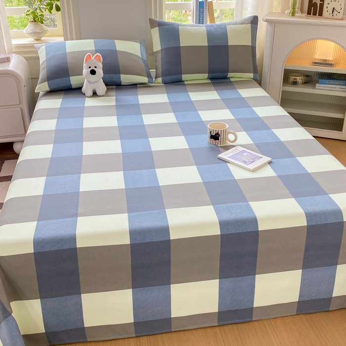 91家纺网 家纺一手货源 找家纺 漫仙阁家纺 2026新款老粗布床单系列 蓝格