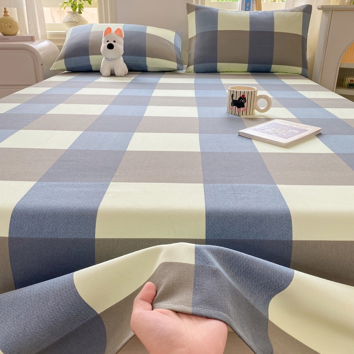 91家纺网 家纺一手货源 找家纺 漫仙阁家纺 2026新款老粗布床单系列 蓝格