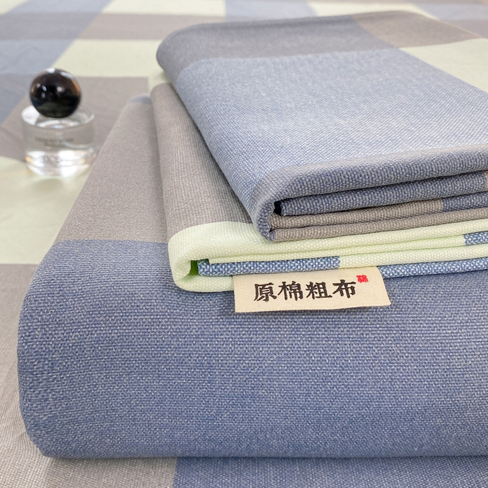 漫仙阁家纺 2026新款老粗布床单系列 蓝格
