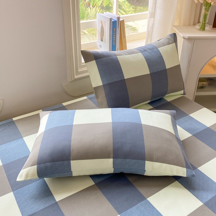 91家纺网 家纺一手货源 找家纺 漫仙阁家纺 2026新款老粗布床单系列 蓝格