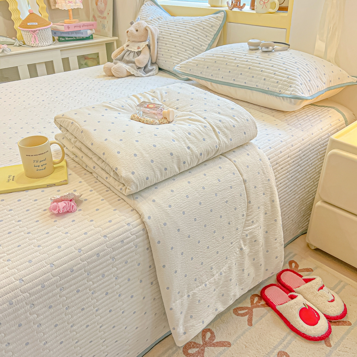 91家纺网 家纺一手货源 找家纺 （总）乐逸家纺  2026新款A类云感双层纱夏被床盖四件套