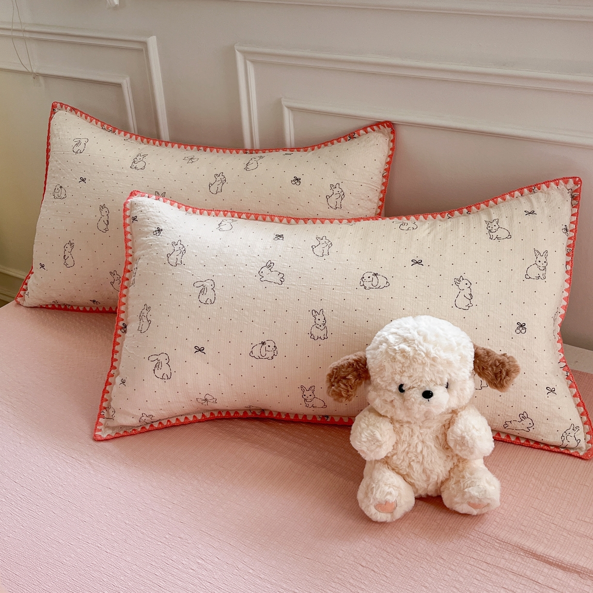 91家纺网 家纺一手货源 找家纺 （总）慕澄家纺 2026新款小清新印花泡芙纱贝壳边四件套