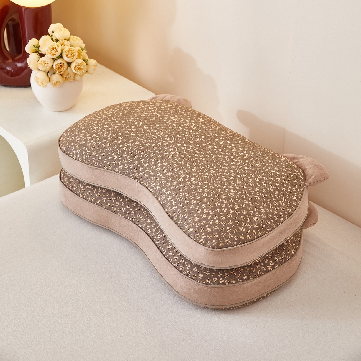 91家纺网 家纺一手货源 找家纺 （总）梦叶草 2026新款全棉碎花猫耳荞麦枕