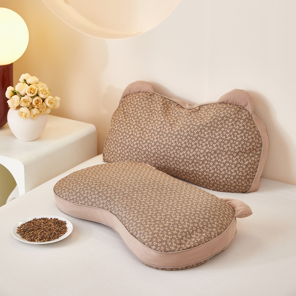 91家纺网 家纺一手货源 找家纺 （总）梦叶草 2026新款全棉碎花猫耳荞麦枕