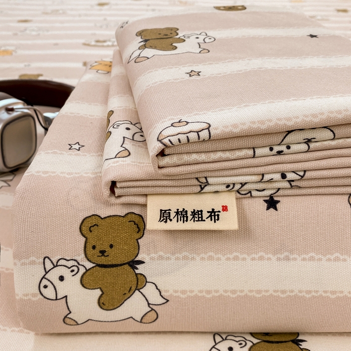 漫仙阁家纺 2026新款老粗布床单系列 马上发财