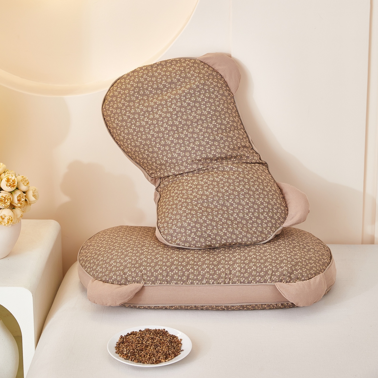 91家纺网 家纺一手货源 找家纺 （总）梦叶草 2026新款全棉碎花猫耳荞麦枕