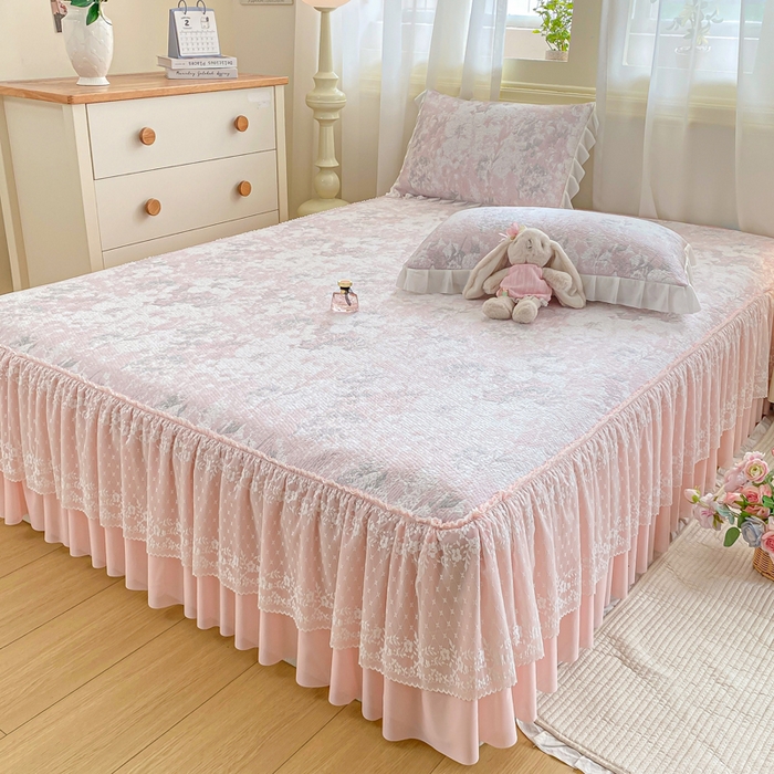 91家纺网 家纺一手货源 找家纺 （总）伊人坊 2026新款A类550克凉感提花值过0.21冰豆豆家用凉席子三件套夏季-床裙款