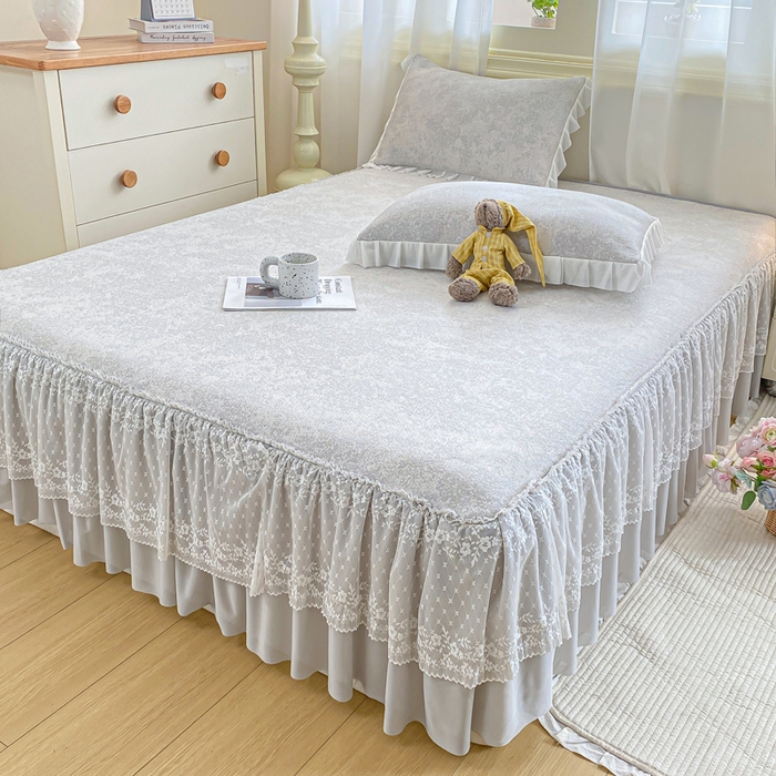 91家纺网 家纺一手货源 找家纺 （总）伊人坊 2026新款A类550克凉感提花值过0.21冰豆豆家用凉席子三件套夏季-床裙款