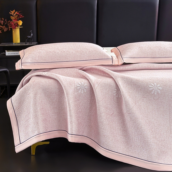 91家纺网 家纺一手货源 找家纺 （总）绒艺席业 2026年新款立体浮雕工艺正宗凉感豆豆席凉席席子-平铺款