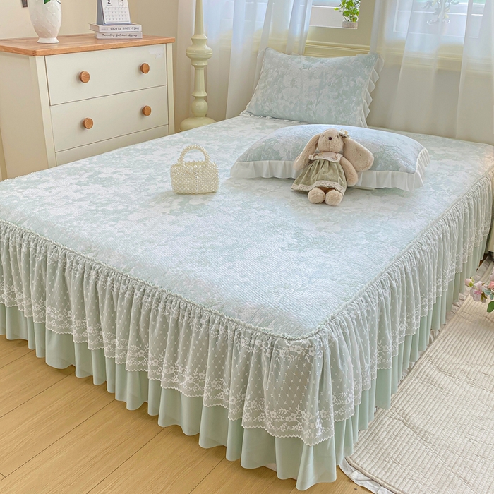 91家纺网 家纺一手货源 找家纺 （总）伊人坊 2026新款A类550克凉感提花值过0.21冰豆豆家用凉席子三件套夏季-床裙款