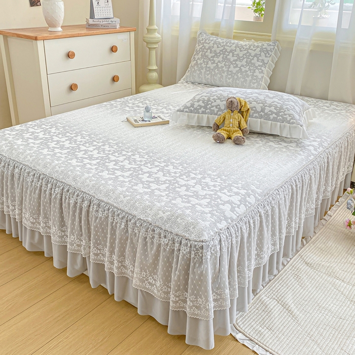 91家纺网 家纺一手货源 找家纺 （总）伊人坊 2026新款A类550克凉感提花值过0.21冰豆豆家用凉席子三件套夏季-床裙款