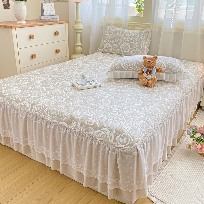 91家纺网 家纺一手货源 找家纺 （总）伊人坊 2026新款A类550克凉感提花值过0.21冰豆豆家用凉席子三件套夏季-床裙款