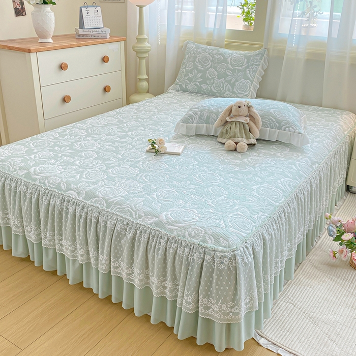 91家纺网 家纺一手货源 找家纺 （总）伊人坊 2026新款A类550克凉感提花值过0.21冰豆豆家用凉席子三件套夏季-床裙款