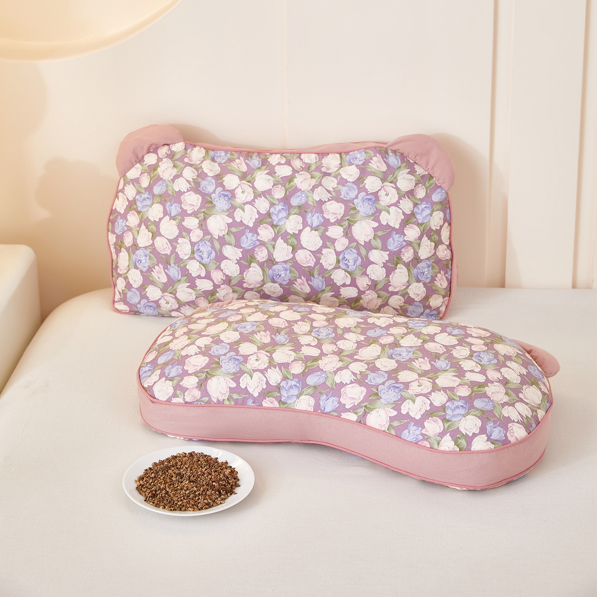 梦叶草 2026新款全棉碎花猫耳荞麦枕 全棉碎花猫耳荞麦枕-花海