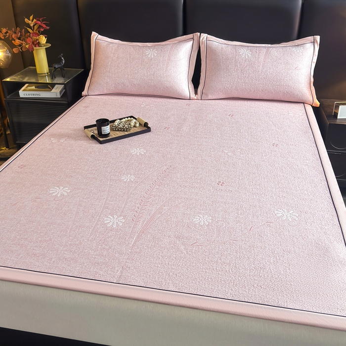 91家纺网 家纺一手货源 找家纺 绒艺席业 2026年新款立体浮雕工艺正宗凉感豆豆席凉席席子-平铺款 豆豆彩蝶-粉色