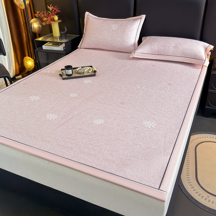 91家纺网 家纺一手货源 找家纺 绒艺席业 2026年新款立体浮雕工艺正宗凉感豆豆席凉席席子-平铺款 豆豆彩蝶-粉色