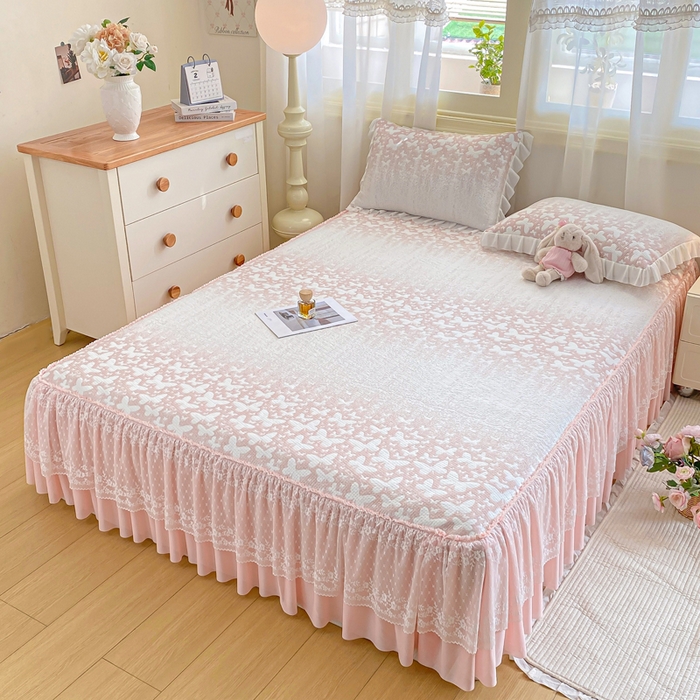 91家纺网 家纺一手货源 找家纺 （总）伊人坊 2026新款A类550克凉感提花值过0.21冰豆豆家用凉席子三件套夏季-床裙款