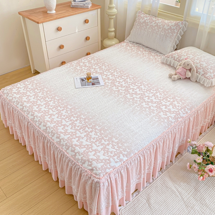 91家纺网 家纺一手货源 找家纺 （总）伊人坊 2026新款A类550克凉感提花值过0.21冰豆豆家用凉席子三件套夏季-床裙款