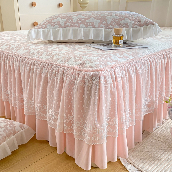 91家纺网 家纺一手货源 找家纺 （总）伊人坊 2026新款A类550克凉感提花值过0.21冰豆豆家用凉席子三件套夏季-床裙款