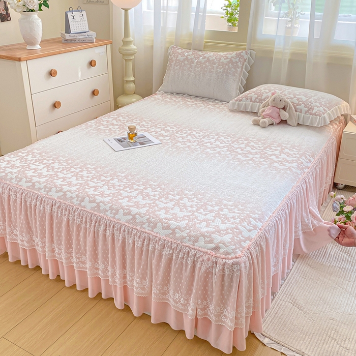 91家纺网 家纺一手货源 找家纺 （总）伊人坊 2026新款A类550克凉感提花值过0.21冰豆豆家用凉席子三件套夏季-床裙款