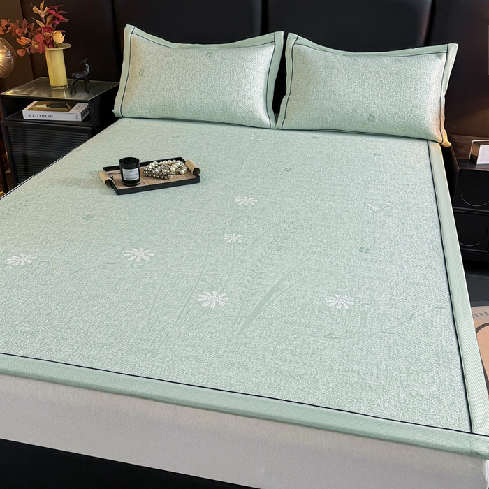 91家纺网 家纺一手货源 找家纺 绒艺席业 2026年新款立体浮雕工艺正宗凉感豆豆席凉席席子-平铺款 豆豆彩蝶-绿色