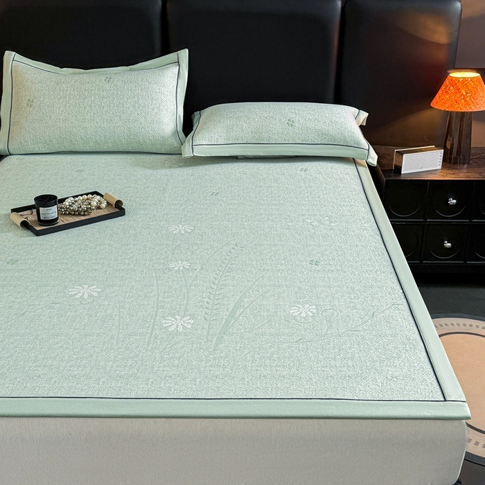 91家纺网 家纺一手货源 找家纺 绒艺席业 2026年新款立体浮雕工艺正宗凉感豆豆席凉席席子-平铺款 豆豆彩蝶-绿色