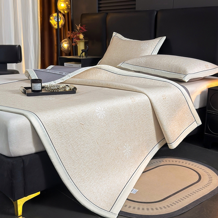 91家纺网 家纺一手货源 找家纺 绒艺席业 2026年新款立体浮雕工艺正宗凉感豆豆席凉席席子-平铺款 豆豆彩蝶-白色