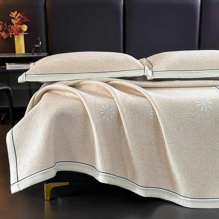 91家纺网 家纺一手货源 找家纺 绒艺席业 2026年新款立体浮雕工艺正宗凉感豆豆席凉席席子-平铺款 豆豆彩蝶-白色