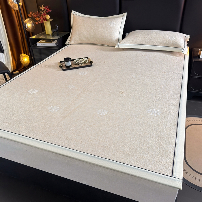 91家纺网 家纺一手货源 找家纺 绒艺席业 2026年新款立体浮雕工艺正宗凉感豆豆席凉席席子-平铺款 豆豆彩蝶-白色