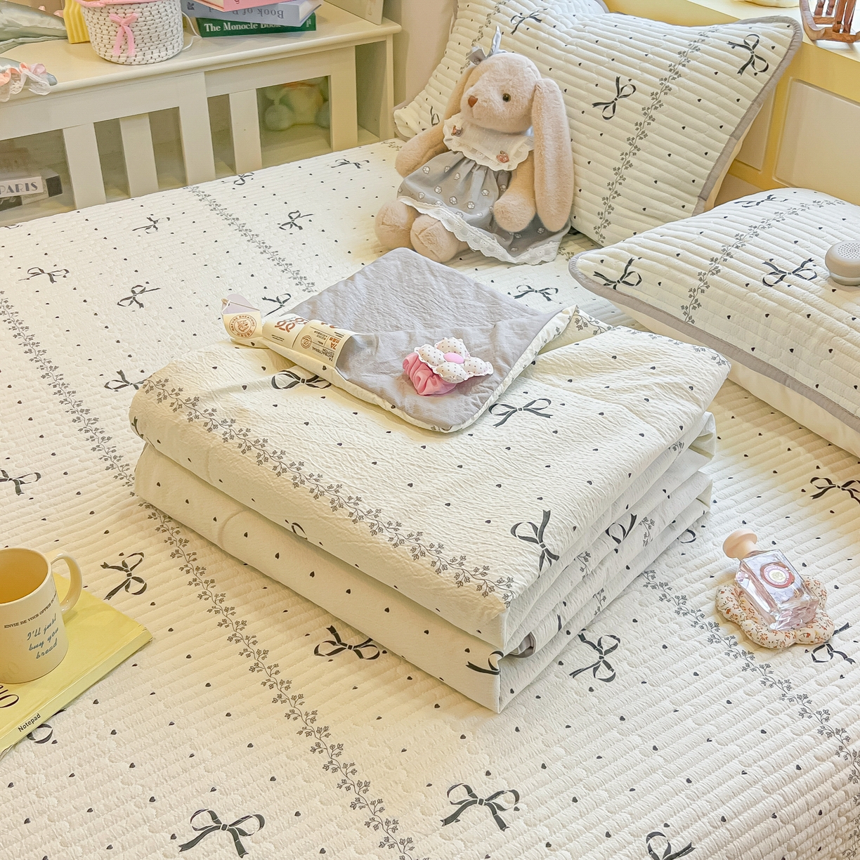 91家纺网 家纺一手货源 找家纺 （总）乐逸家纺  2026新款A类云感双层纱夏被床盖四件套