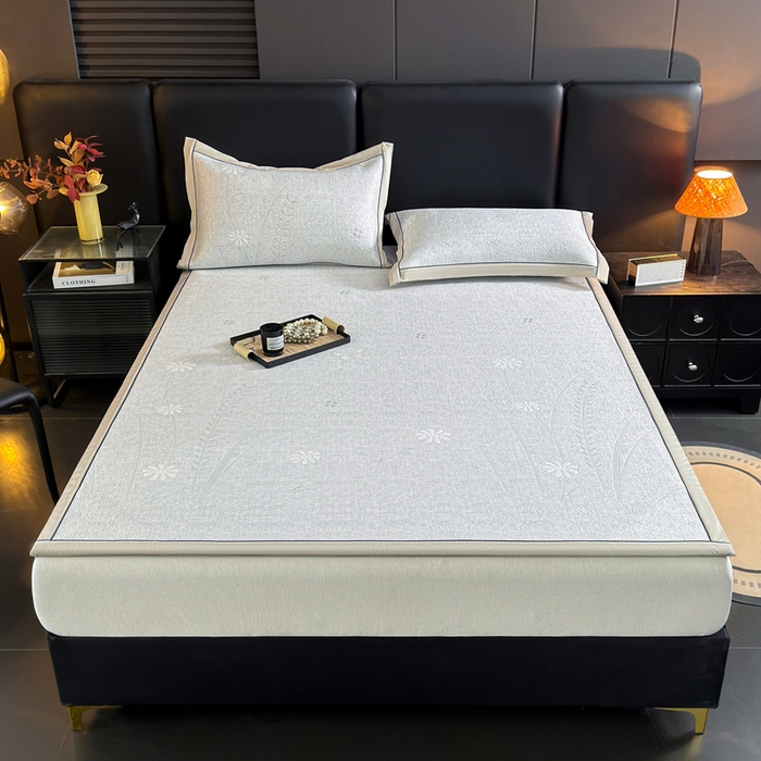 91家纺网 家纺一手货源 找家纺 绒艺席业 2026年新款立体浮雕工艺正宗凉感豆豆席凉席席子-平铺款 豆豆彩蝶-浅灰色