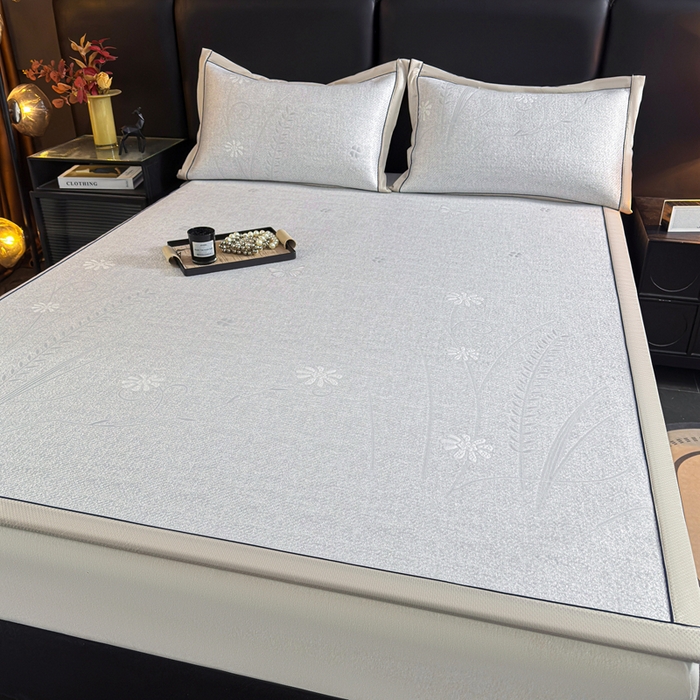 91家纺网 家纺一手货源 找家纺 绒艺席业 2026年新款立体浮雕工艺正宗凉感豆豆席凉席席子-平铺款 豆豆彩蝶-浅灰色