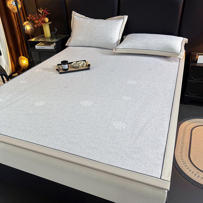 91家纺网 家纺一手货源 找家纺 绒艺席业 2026年新款立体浮雕工艺正宗凉感豆豆席凉席席子-平铺款 豆豆彩蝶-浅灰色