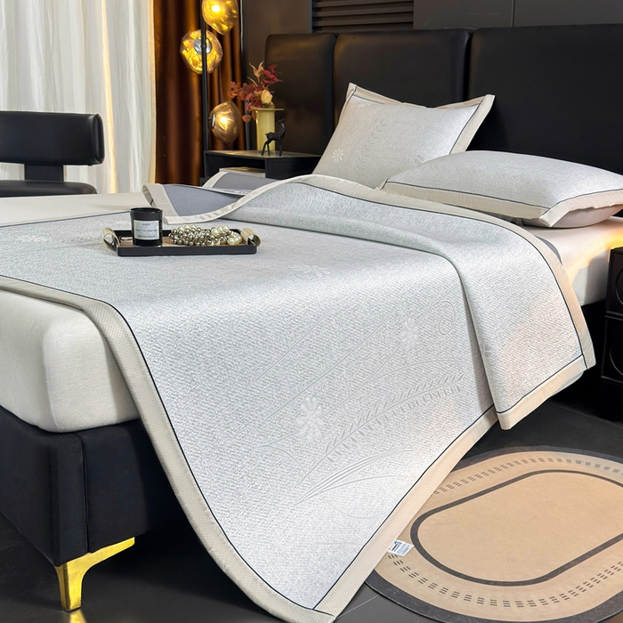 91家纺网 家纺一手货源 找家纺 绒艺席业 2026年新款立体浮雕工艺正宗凉感豆豆席凉席席子-平铺款 豆豆彩蝶-浅灰色