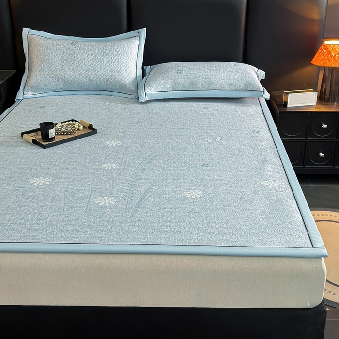 91家纺网 家纺一手货源 找家纺 绒艺席业 2026年新款立体浮雕工艺正宗凉感豆豆席凉席席子-平铺款 豆豆彩蝶-浅蓝色