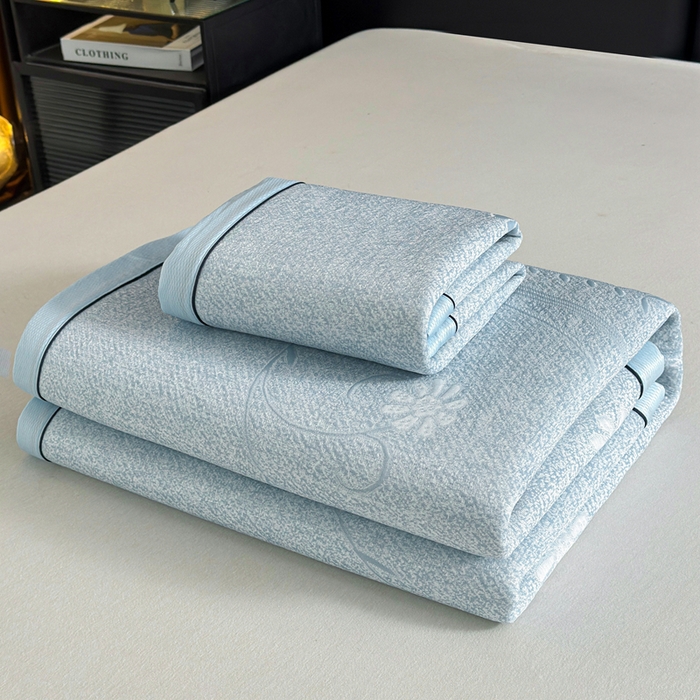 91家纺网 家纺一手货源 找家纺 绒艺席业 2026年新款立体浮雕工艺正宗凉感豆豆席凉席席子-平铺款 豆豆彩蝶-浅蓝色