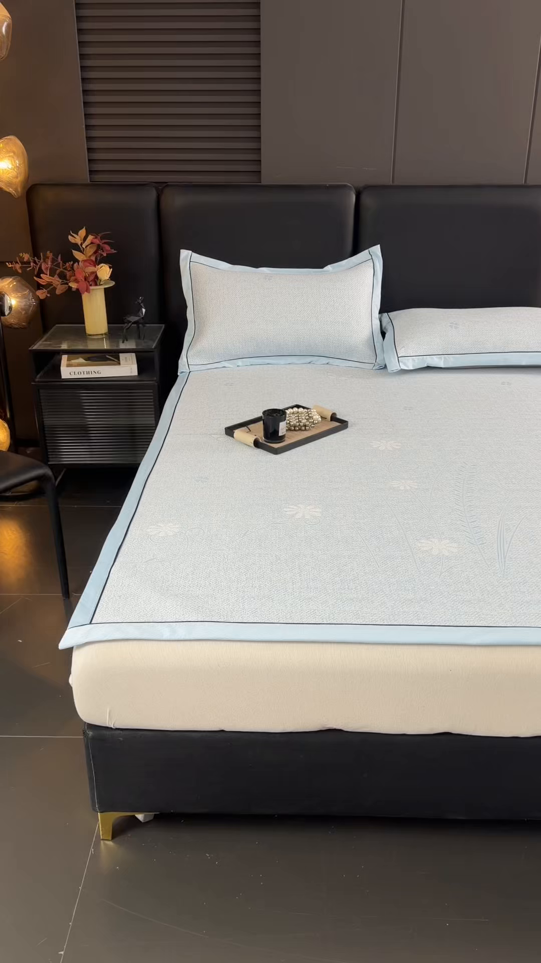 91家纺网 家纺一手货源 找家纺 绒艺席业 2026年新款立体浮雕工艺正宗凉感豆豆席凉席席子-平铺款 豆豆彩蝶-浅蓝色