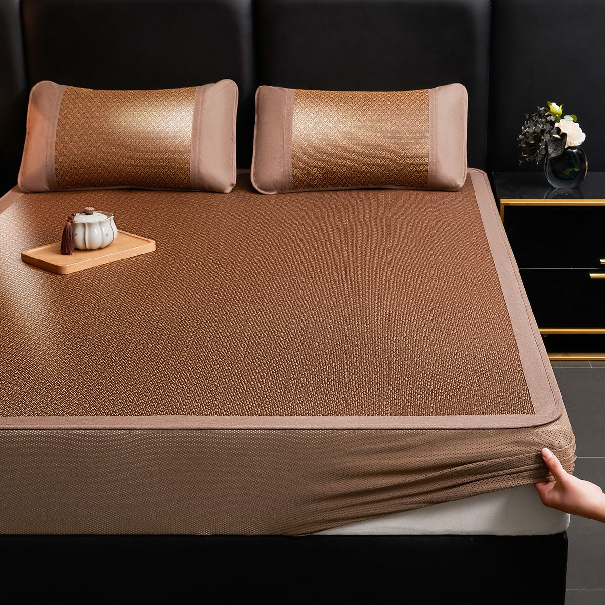 91家纺网 家纺一手货源 找家纺 （总）绒艺席业 2026新款加密古香玉床笠款藤席凉席席子