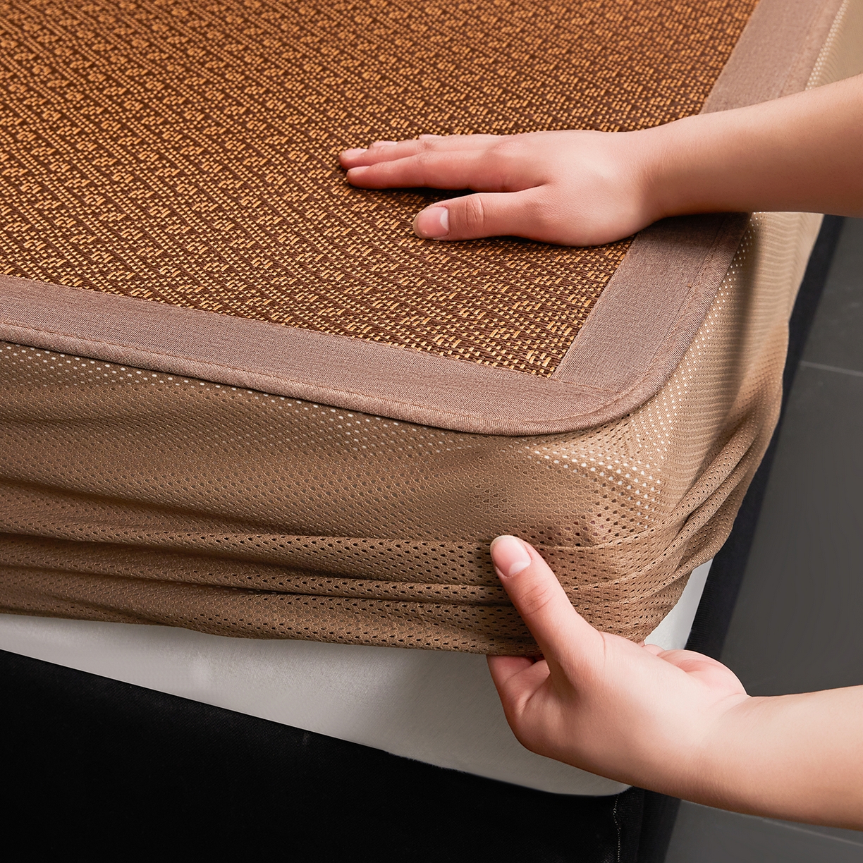 91家纺网 家纺一手货源 找家纺 （总）绒艺席业 2026新款加密古香玉床笠款藤席凉席席子