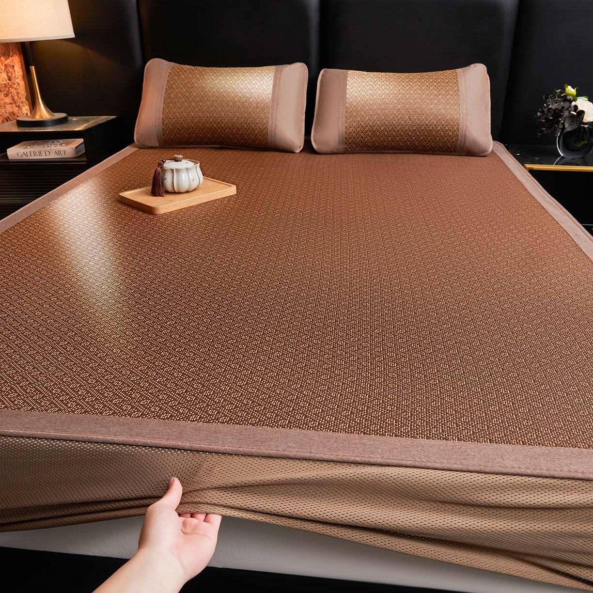 91家纺网 家纺一手货源 找家纺 （总）绒艺席业 2026新款加密古香玉床笠款藤席凉席席子